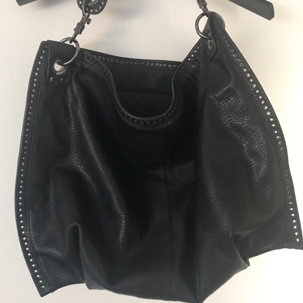 LaTique Black Rose Hobo Bag Large Purse Studded